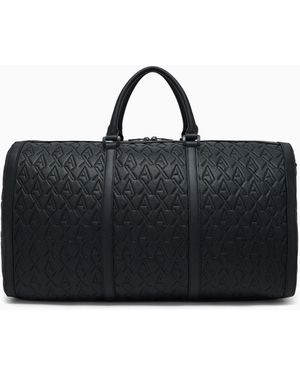 ARMANI EXCHANGE Duffel Bag With An Embossed Pattern And A Shoulder Strap - Black