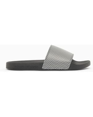 ARMANI EXCHANGE Slides With Allover Logo - White