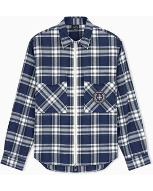 ARMANI EXCHANGE Oversized Fit Shirt Cotton - Blue