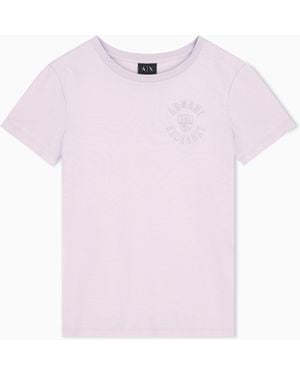 ARMANI EXCHANGE Camiseta Crossover De Punto De Algodón Con Cuello Redondo - Rosa