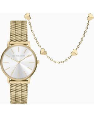 ARMANI EXCHANGE Quartz Watch Set - Metallic