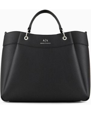 ARMANI EXCHANGE Large Handbag With Degradè Shoulder Strap - Black