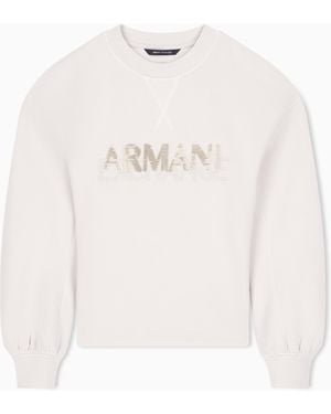 ARMANI EXCHANGE Sudadera De Tejido Scuba De Viscosa Con Detalles De Punto - Blanco
