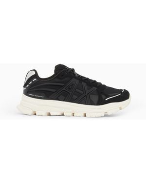 ARMANI EXCHANGE Baskets En Mesh Et Croûte De Cuir Avec Semelle Épaisse - Blanc