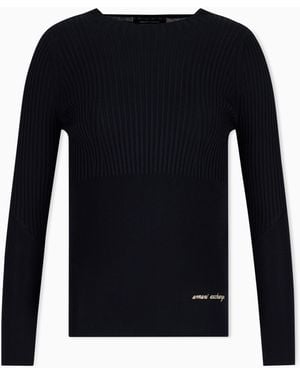 ARMANI EXCHANGE Pull Coupe Slim En Maille De Viscose Recyclée - Bleu