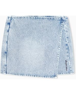 ARMANI EXCHANGE Minifalda Vaquera De Diseño Cruzado Y Cremallera Trasera - Gris