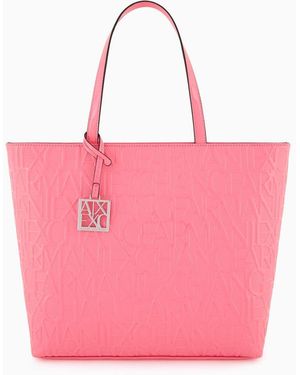 ARMANI EXCHANGE Shopper Avec Fermeture Éclair Et Logo En Relief Sur L'ensemble - Rose