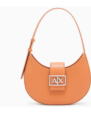 ARMANI EXCHANGE Bolso De Hombro De Media Luna Con Solapa Y Detalle Metálico - Naranja