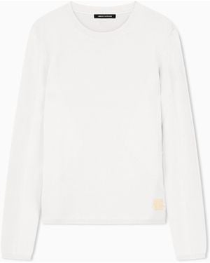 ARMANI EXCHANGE Jersey De Cuello Redondo De Viscosa Con Logotipo Bordado - Blanco