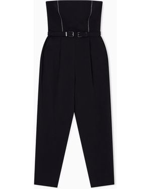 ARMANI EXCHANGE Jumpsuit With Pleats And Belt - Blue