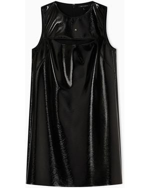 knee length dresses for ladies Women's Armani Exchange black leather dress