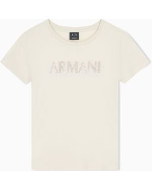 ARMANI EXCHANGE Camiseta Oversize De Punto De Algodón Con Logotipo - Rosa