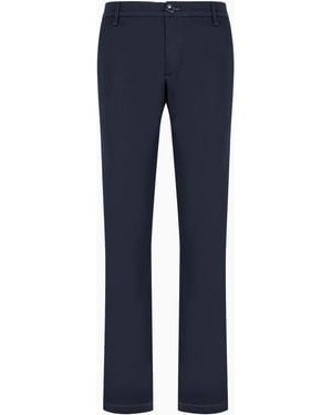 ARMANI EXCHANGE Regular Fit Gabardine Trousers - Blue