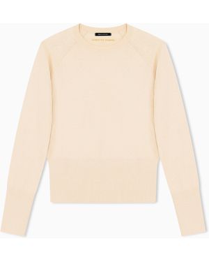 ARMANI EXCHANGE Pull À Col Rond En Maille De Viscose Et Fibres Métallisées - Blanc