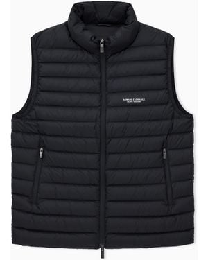 ARMANI EXCHANGE Quilted Full-Zip Down Vest With A High Collar Essential - Blue