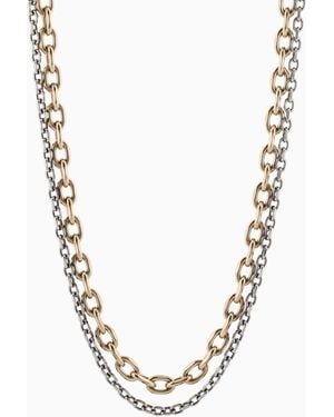 ARMANI EXCHANGE Tone And-Tone Stainless Steel Double Chain Necklace - Metallic