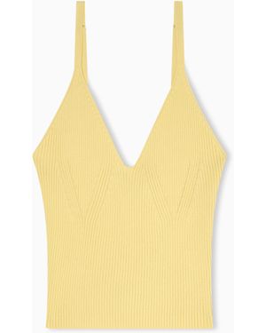 ARMANI EXCHANGE Ribbed Top With Thin Straps - Yellow