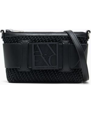 ARMANI EXCHANGE Shoulder Bag With Embossed Finish - Black
