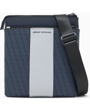 ARMANI EXCHANGE Bandolera Plana Con Franja Vertical Y Cierre De Cremallera - Azul