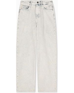 ARMANI EXCHANGE Relaxed Fit Bleached Denim Jeans With Vintage Effect - White