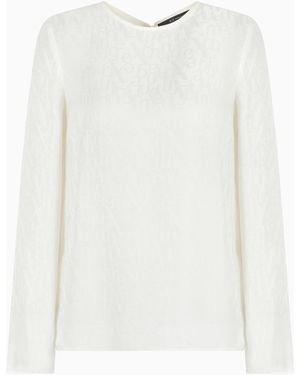 ARMANI EXCHANGE Satin Fabric Blouse With Allover Logo - White