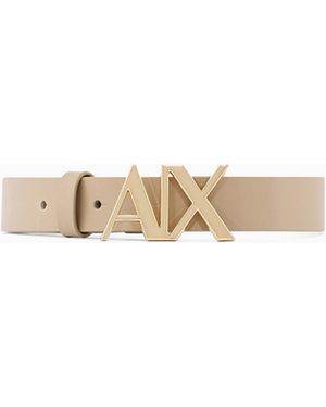 ARMANI EXCHANGE Cinturón De Piel Lisa Y Pulida Con Hebilla Metálica - Blanco