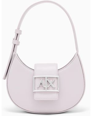 ARMANI EXCHANGE Bolso De Media Luna Con Solapa Y Logotipo Metálico - Blanco