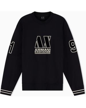 ARMANI EXCHANGE Sudadera De Felpa De Rizo De Algodón De Corte Regular - Negro