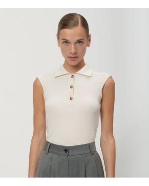 Arrita Studio Sleeveless Polo Neck - White