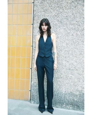 Arrita Studio Straight Pinstriped Pants - Blue