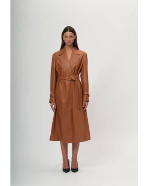 Arrita Studio Leather Trench Coat - Brown