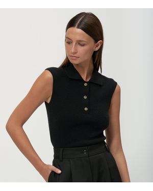 Arrita Studio Sleeveless Polo Neck - Black