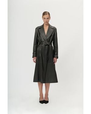 Arrita Studio Leather Trench Coat - Black