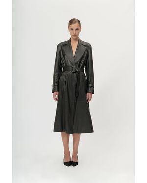 Arrita Studio Leather Trench Coat - Black