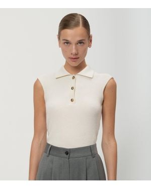 Arrita Studio Sleeveless Polo Neck - White