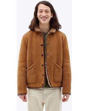 YMC Brainticket Sheepskin Coat (Suede) - Brown