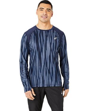 Asics Road All Over Print Ls Top - Blu