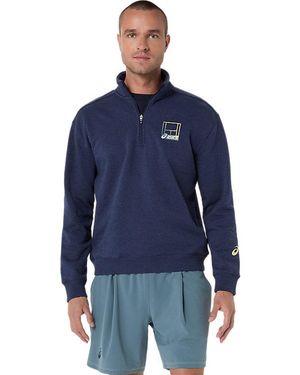 Asics Court Core Graphic Half Zip Sweatshirt - Blauw