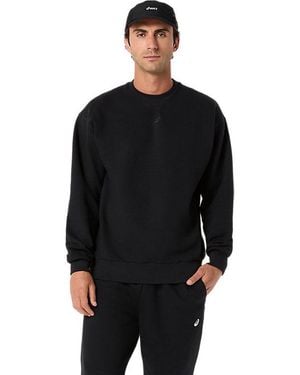 Asics FLEECE CREW-NECK TOP RELAXED - Schwarz