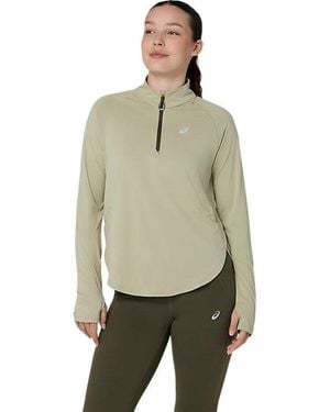 Asics Nagino Run 1/4 Zip Ls Top - Green