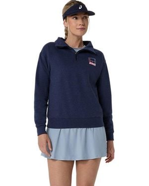 Asics Court Core Graphic Half Zip Sweatshirt - Blue