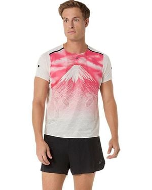 Asics Fujitrail Elite Graphic Ss Top - Red