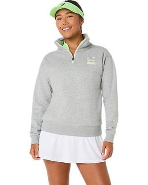 Asics Court Core Graphic Half Zip Sweatshirt - Bianco