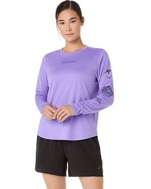 Asics Fujitrail Logo Ls Top - Purple