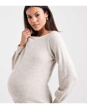 Vero Moda Soft Knit Balloon Sleeve Midi Dress - Natural