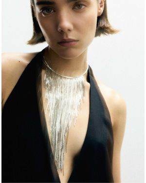 Pull&Bear – steife wasserfall-halskette - Schwarz