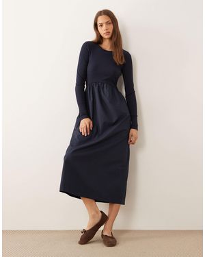 Threadbare – langärmliges midikleid - Blau