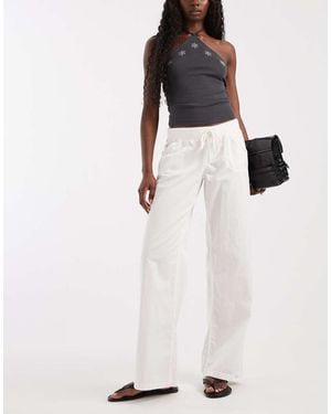 Hollister Y2k Low Rise Utility Pull On Trousers - White