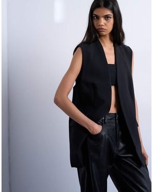 TOPSHOP Chuck On Sleeveless Blazer - Black