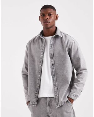 ASOS Co-ord Long Sleeve Regular Denim Shirt - Gray